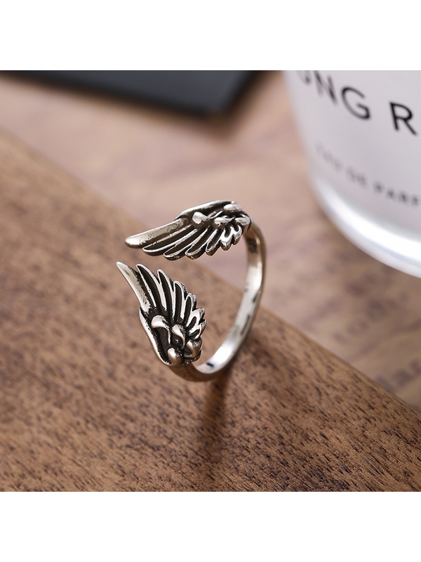 Silver Angel Wings Adjustable Ring