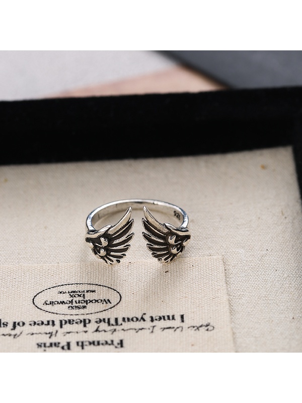 Silver Angel Wings Adjustable Ring