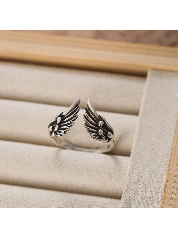 Silver Angel Wings Adjustable Ring