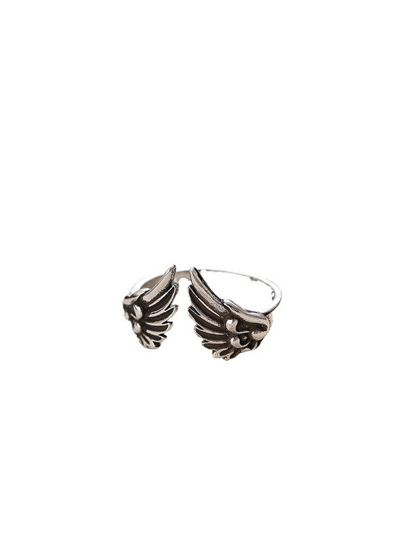 Silver Angel Wings Adjustable Ring