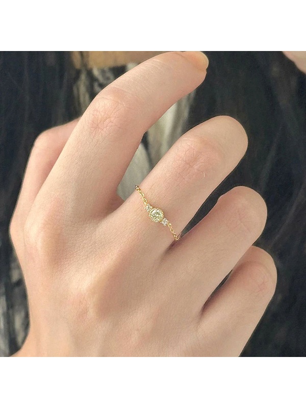 Gold Tone Chain Ring with Adjustable Heart Charm
