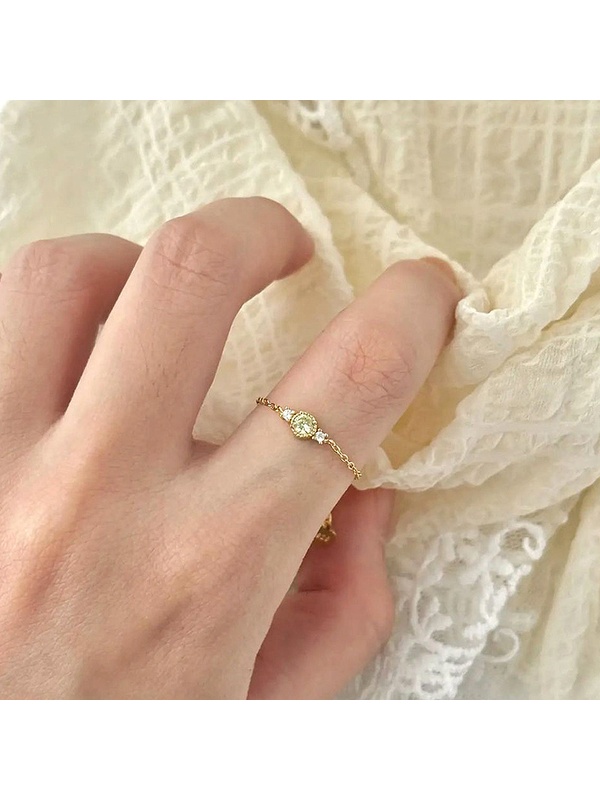 Gold Tone Chain Ring with Adjustable Heart Charm