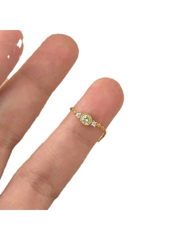 Gold Tone Chain Ring with Adjustable Heart Charm