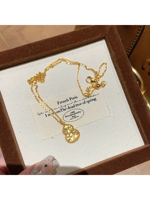Gold Tone Gourd Pendant Necklace for Women
