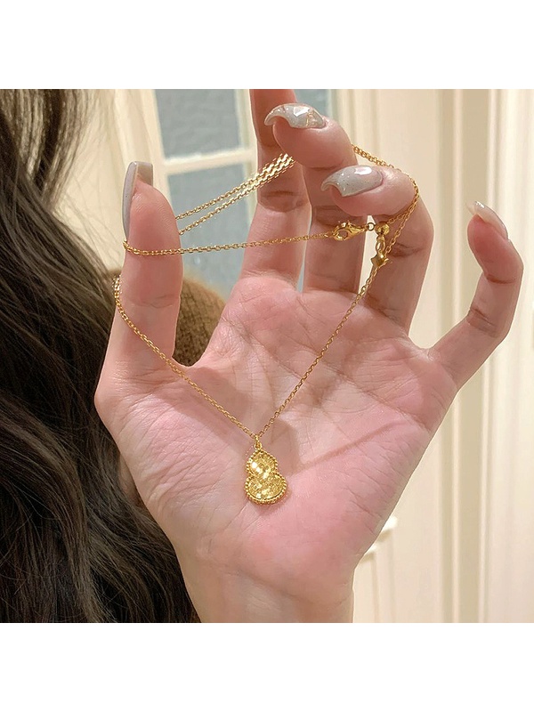 Gold Tone Gourd Pendant Necklace for Women
