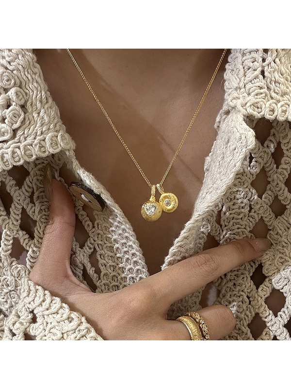Golden Heart and Disc Charm Necklace