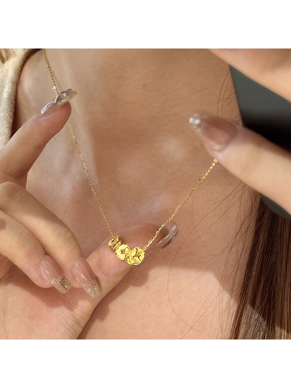 Gold Tone Luck Pendant Necklace