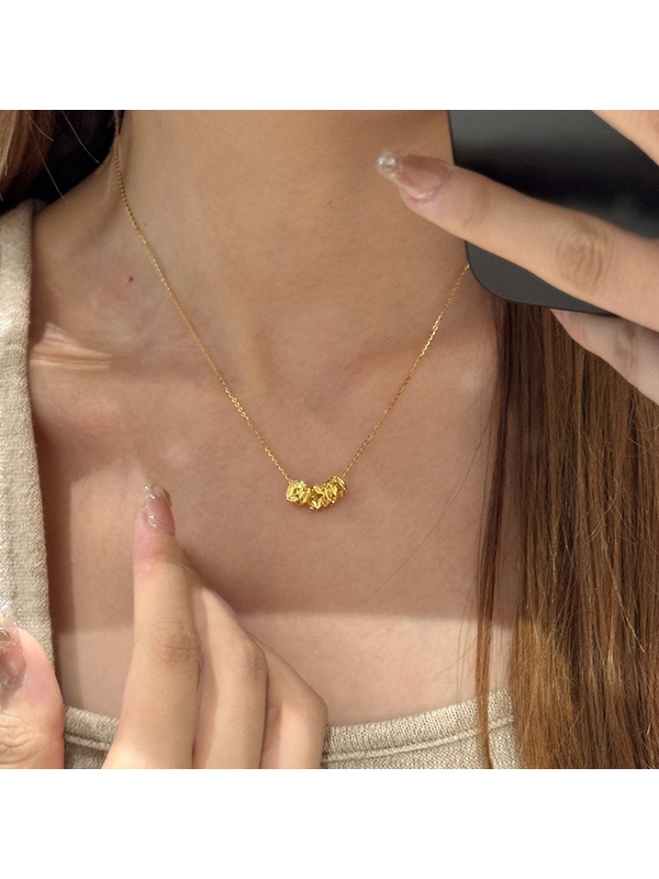 Gold Tone Luck Pendant Necklace