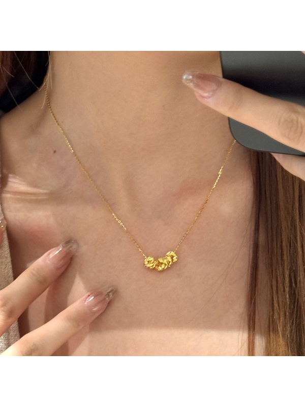 Gold Tone Luck Pendant Necklace