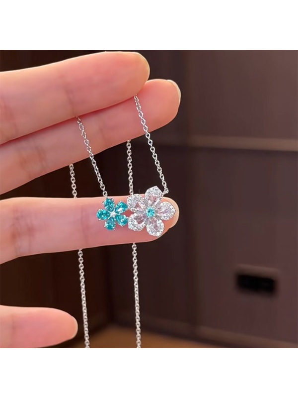 Silver Tone Flower Pendant Necklace