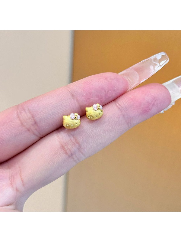 Gold Tone Hello Kitty Stud Earrings