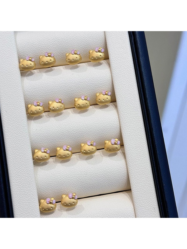Gold Tone Hello Kitty Stud Earrings