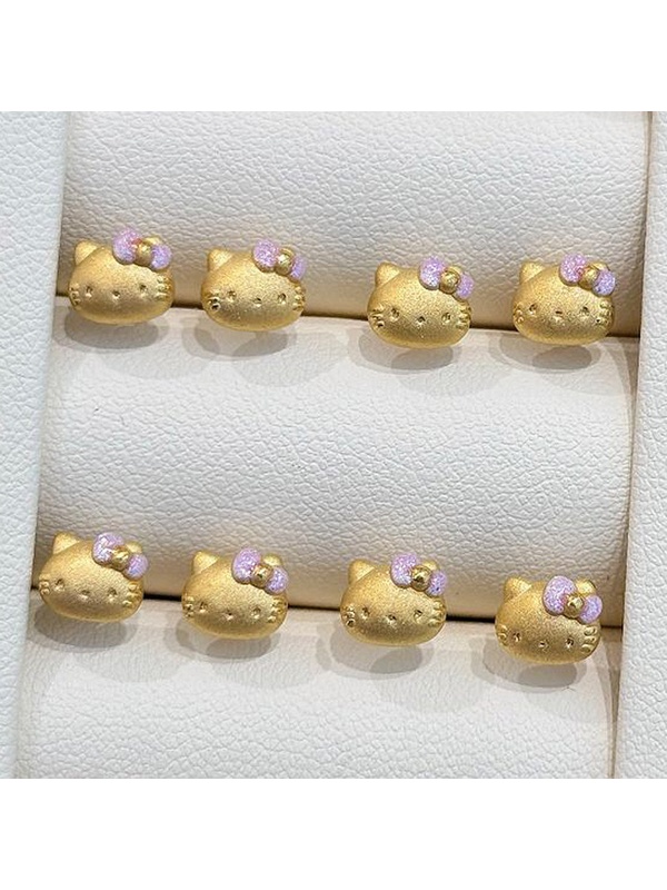 Gold Tone Hello Kitty Stud Earrings