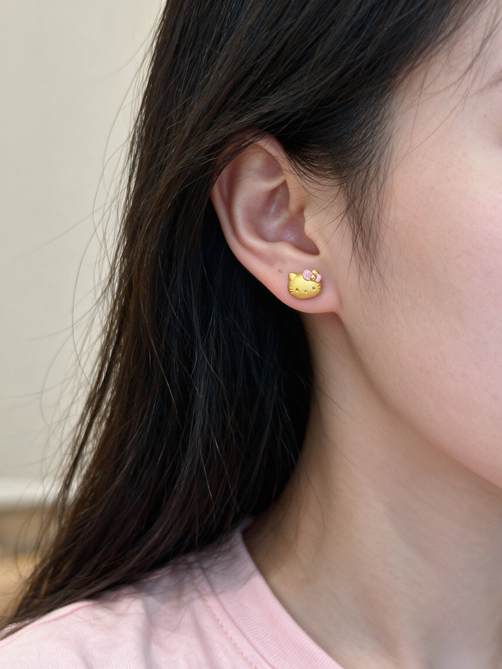 Gold Tone Hello Kitty Stud Earrings