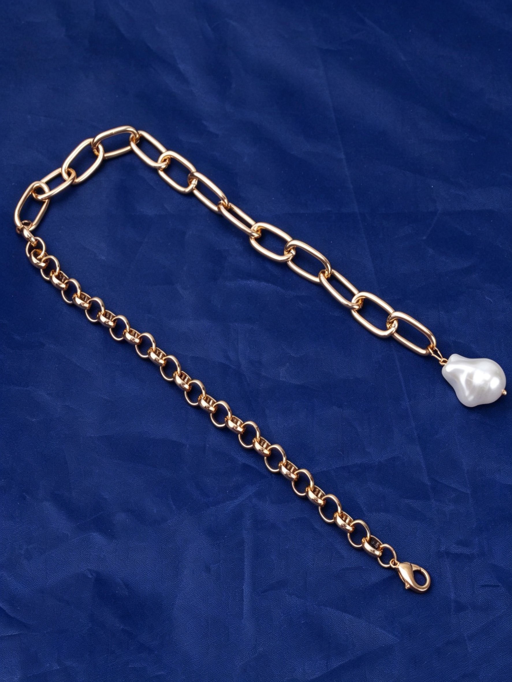 Gold Layered Necklace Set with Baroque Pearl and Heart Charm