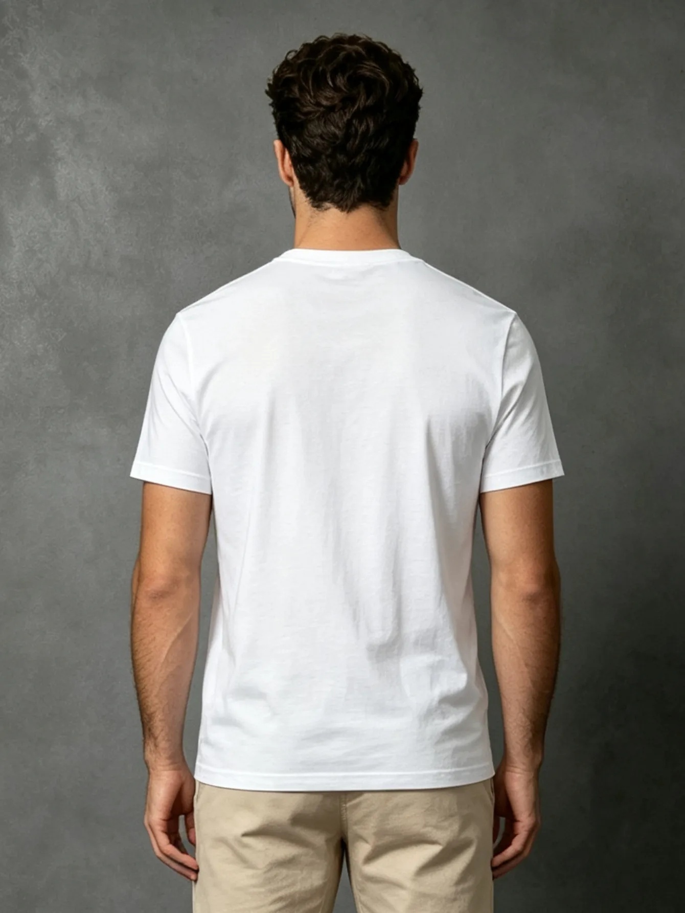 White Palm Tree Print Round Neck T-Shirt