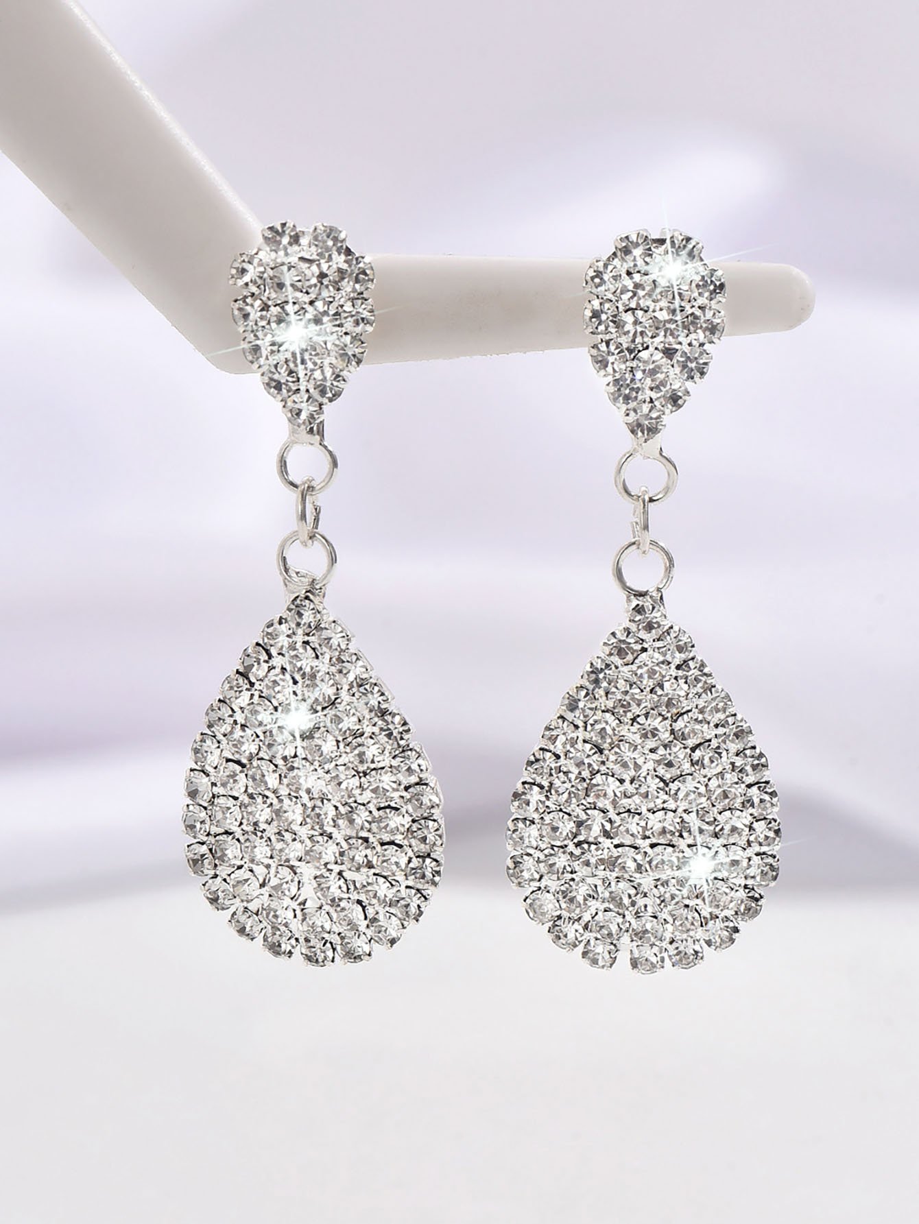 Silver Teardrop Dangle Earrings - Crystal Drop for Everyday Wear.