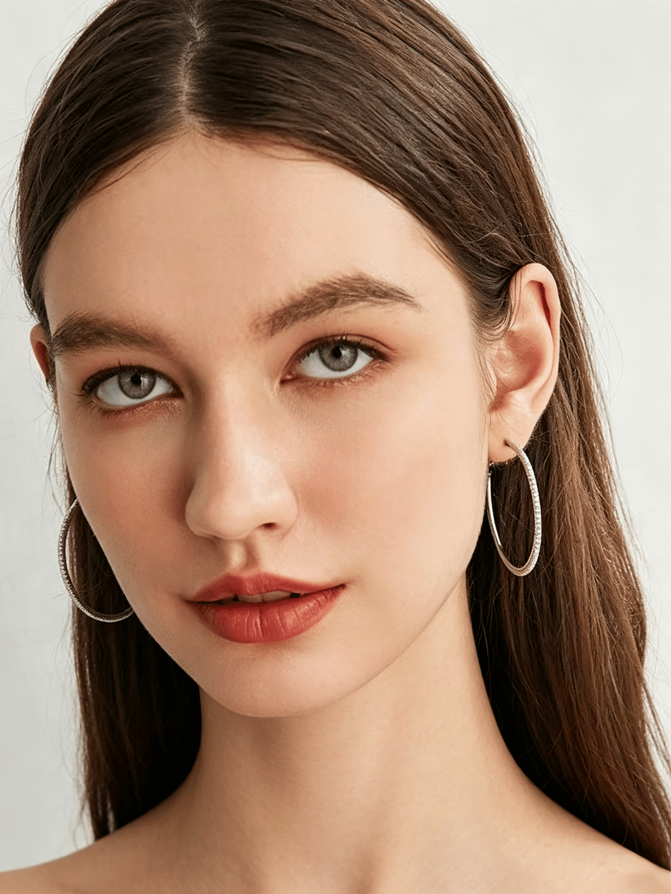 Silver Rhinestone Hoop Earrings Set for Women - Casual Dangler Style.
