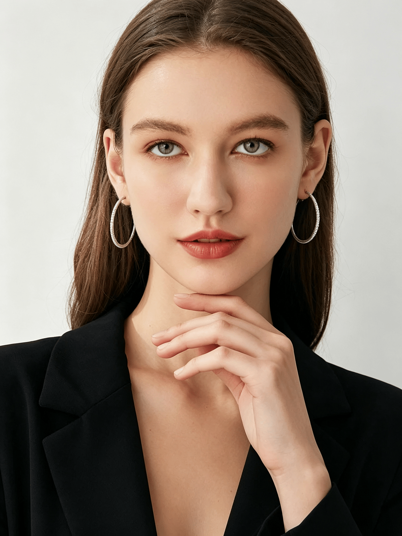 Silver Rhinestone Hoop Earrings Set for Women - Casual Dangler Style.