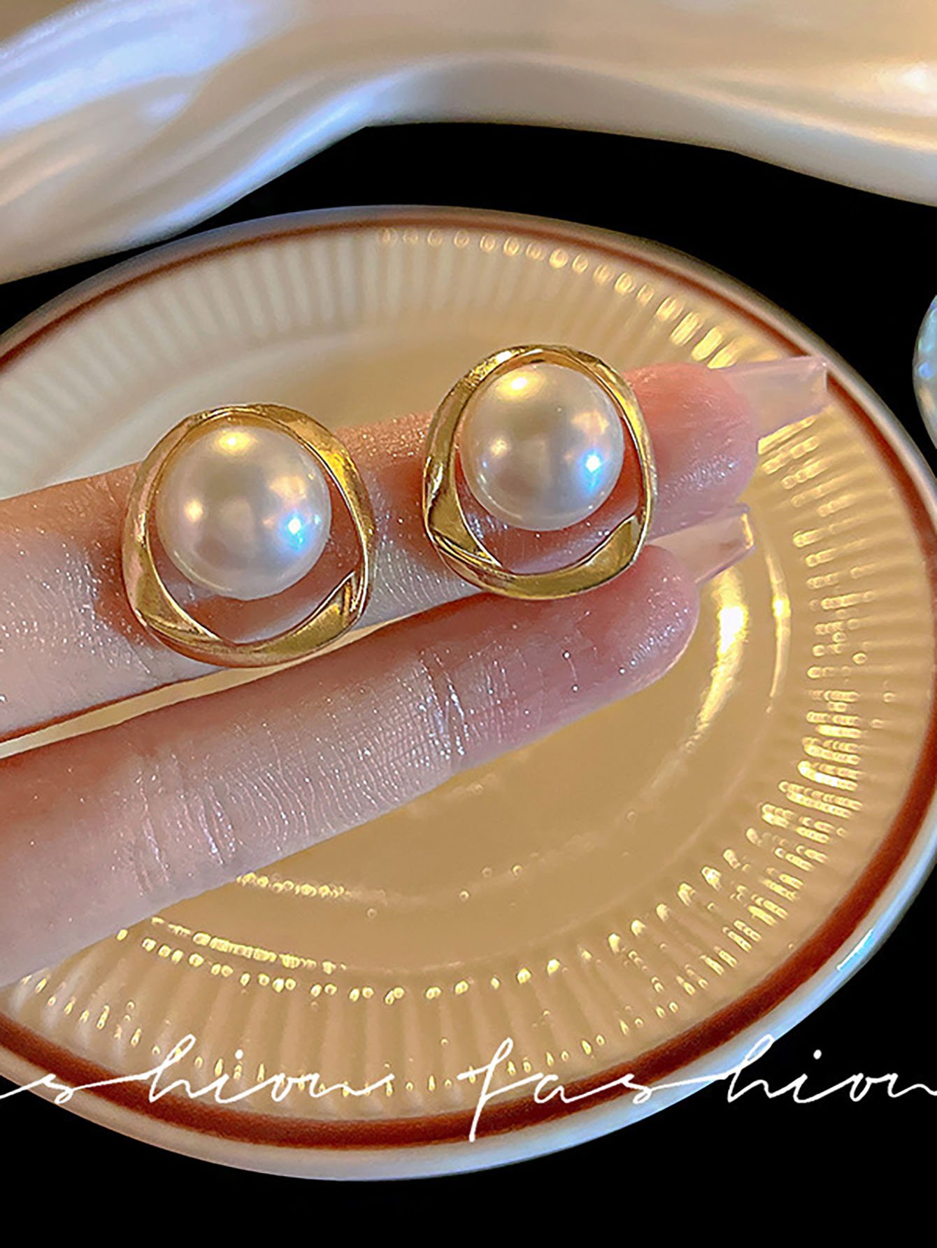 Gold and Pearl Stud Earrings for Women - Casual Wear.