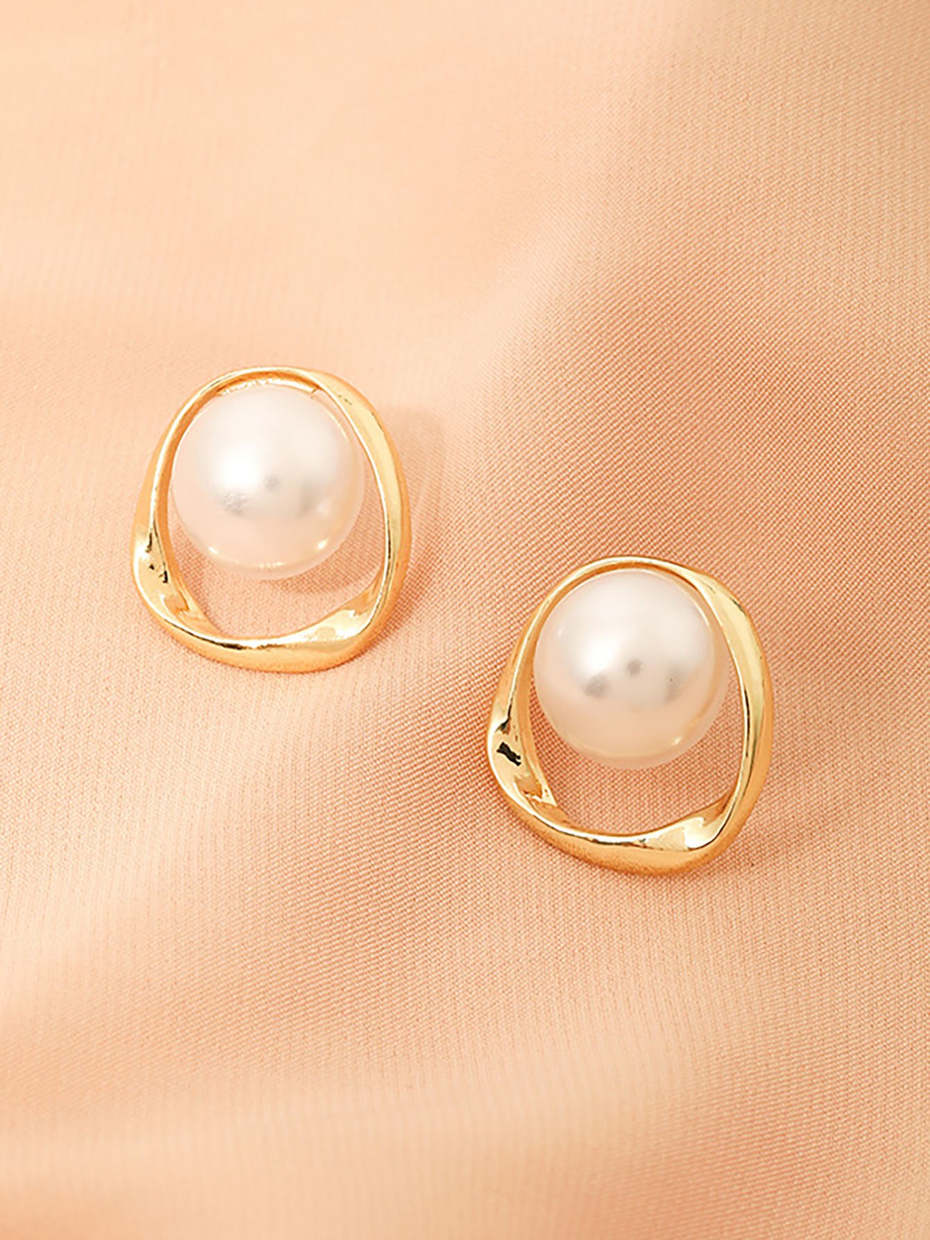 Gold and Pearl Stud Earrings for Women - Casual Wear.