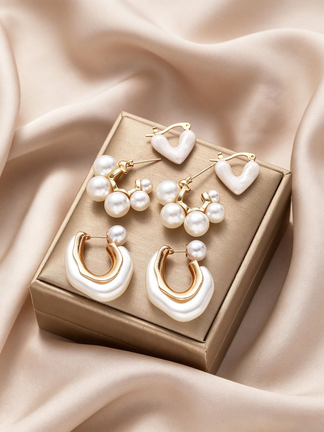 Gold Hoop Earrings with Pearl Accents for Women - Casual Collection.