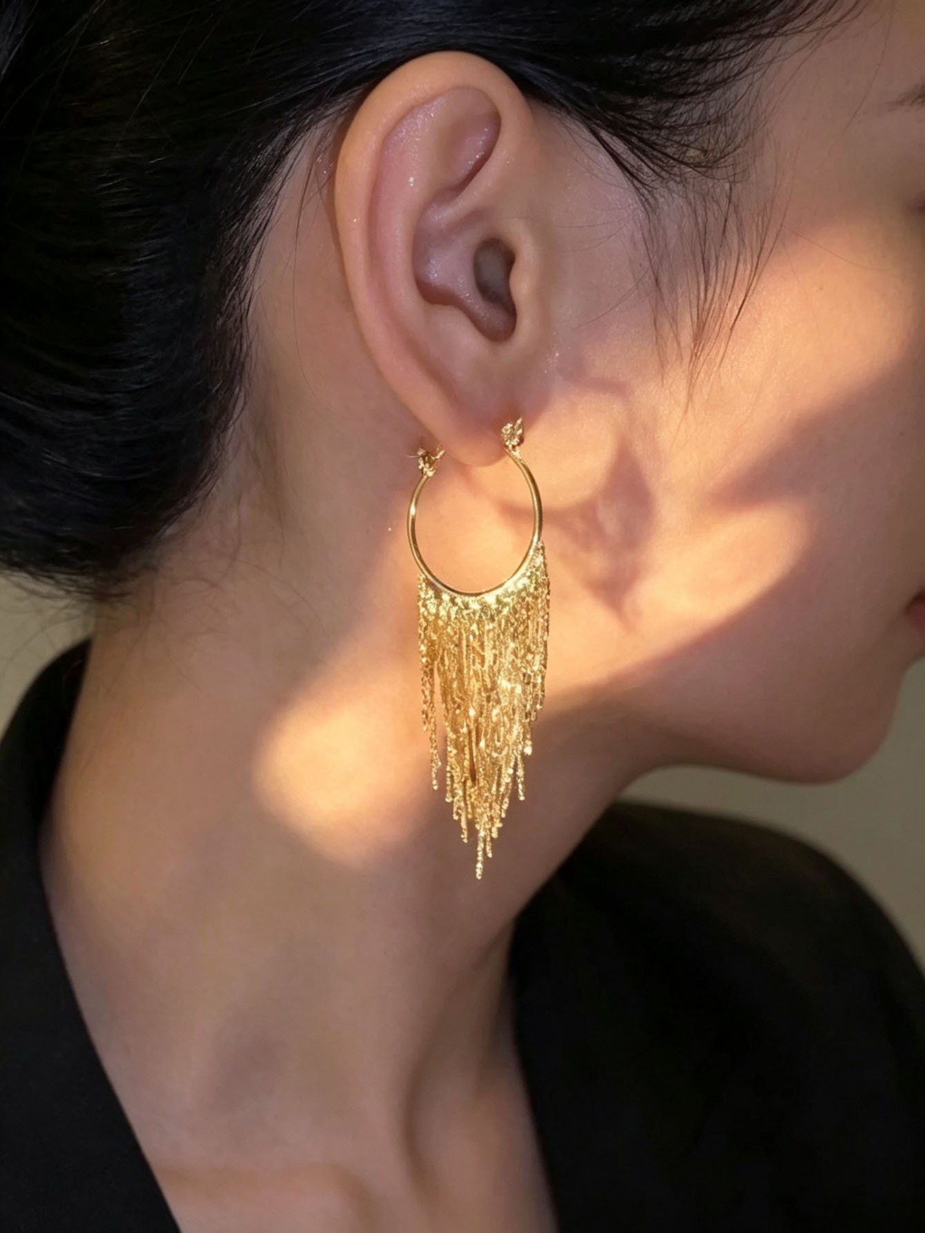 Gold Tassel Dangle Earrings for Everyday Wear - Versatile and Stylish.
