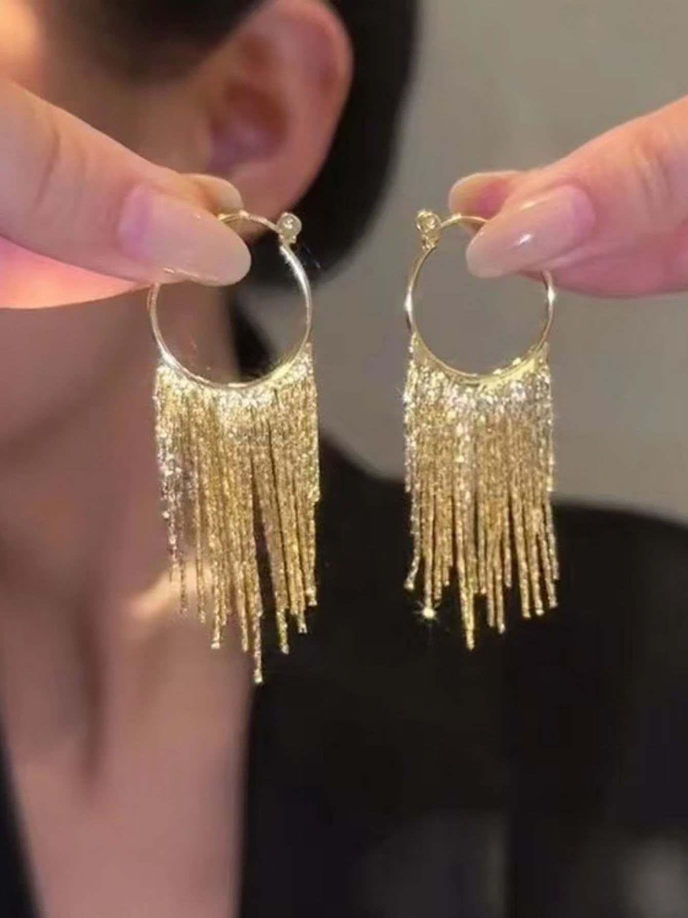 Gold Tassel Dangle Earrings for Everyday Wear - Versatile and Stylish.