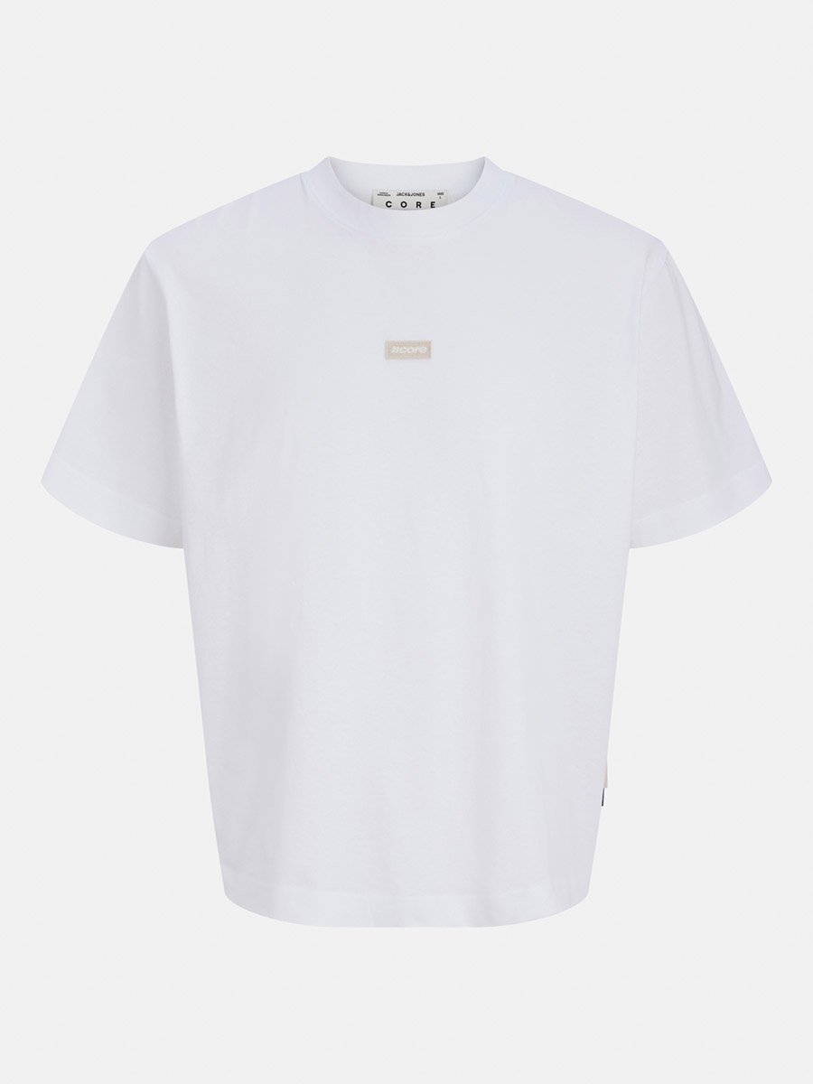 White Crew Neck Badge Detail T-Shirt