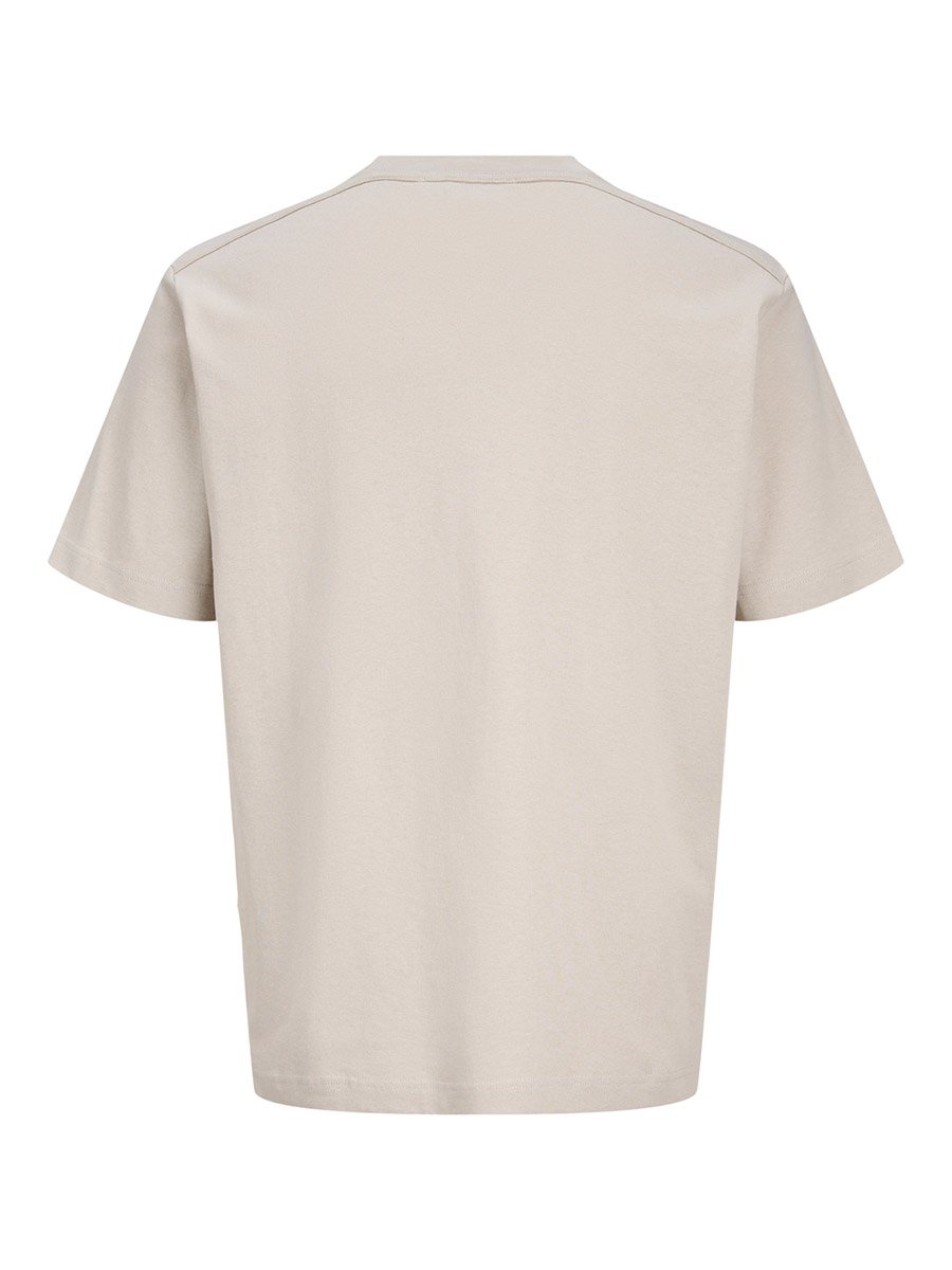 Beige Crew Neck Badge Detail T-Shirt