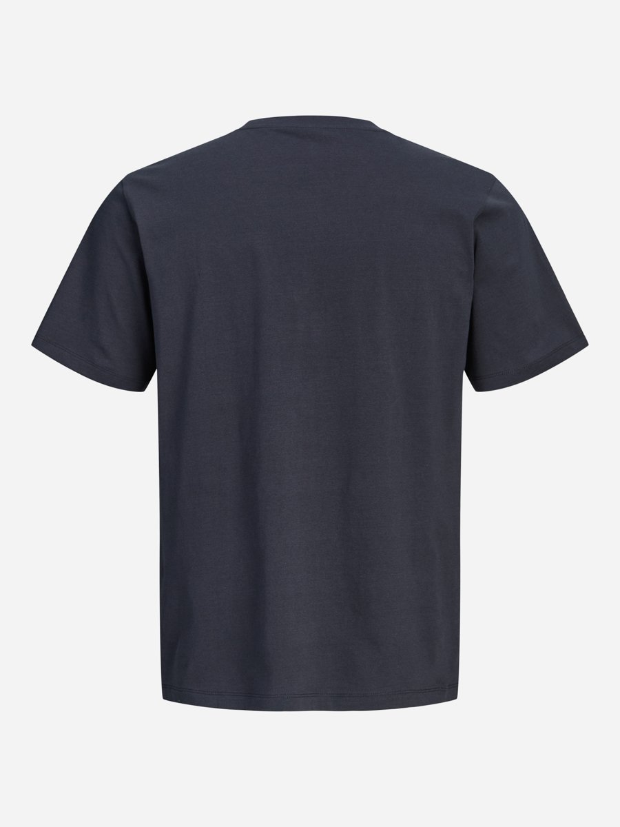 Dark Blue Crew Neck T-Shirt with Logo Print