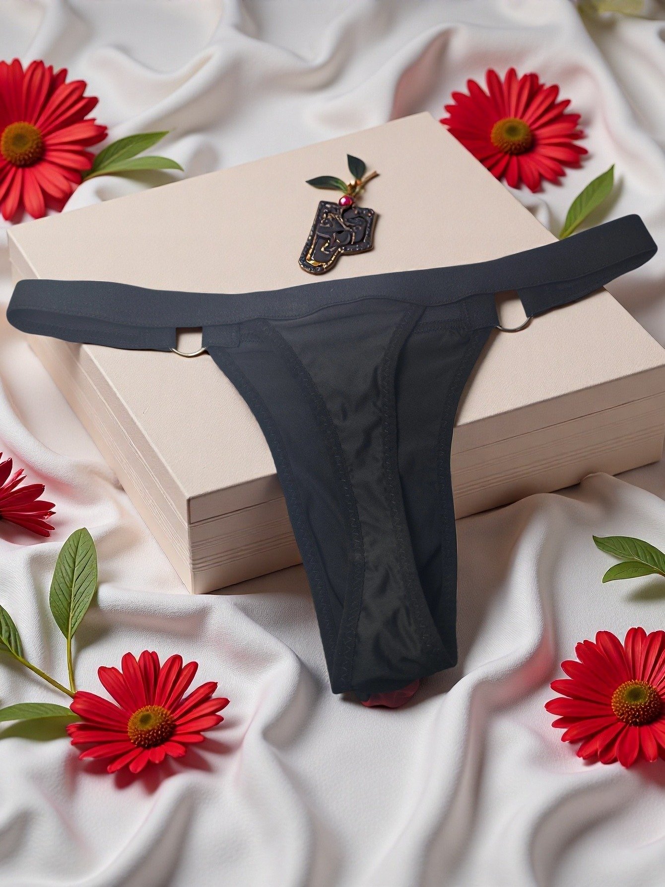 Men Black Briefs with Red Stripe