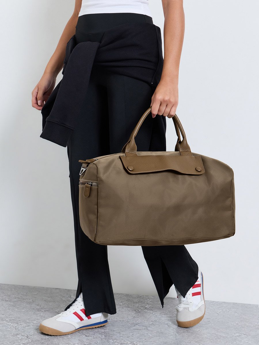 Khaki Two Tone Gym Bag