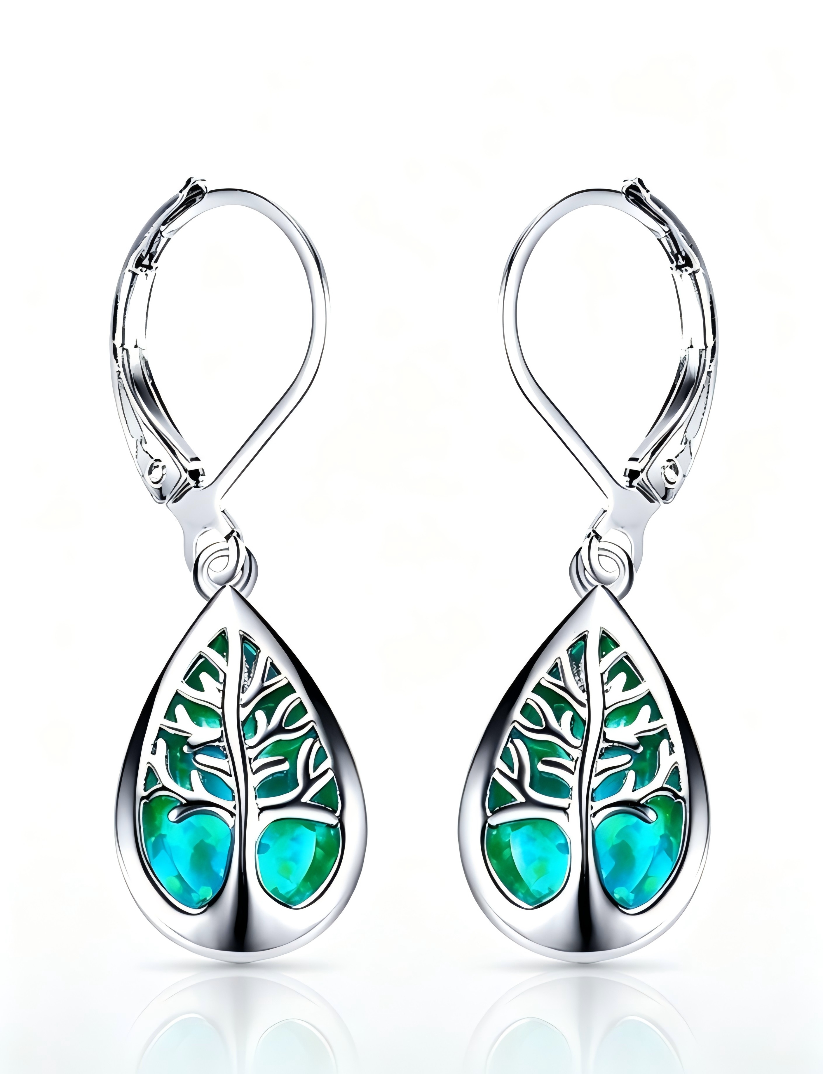 Silver Tree of Life Hoop Earrings
