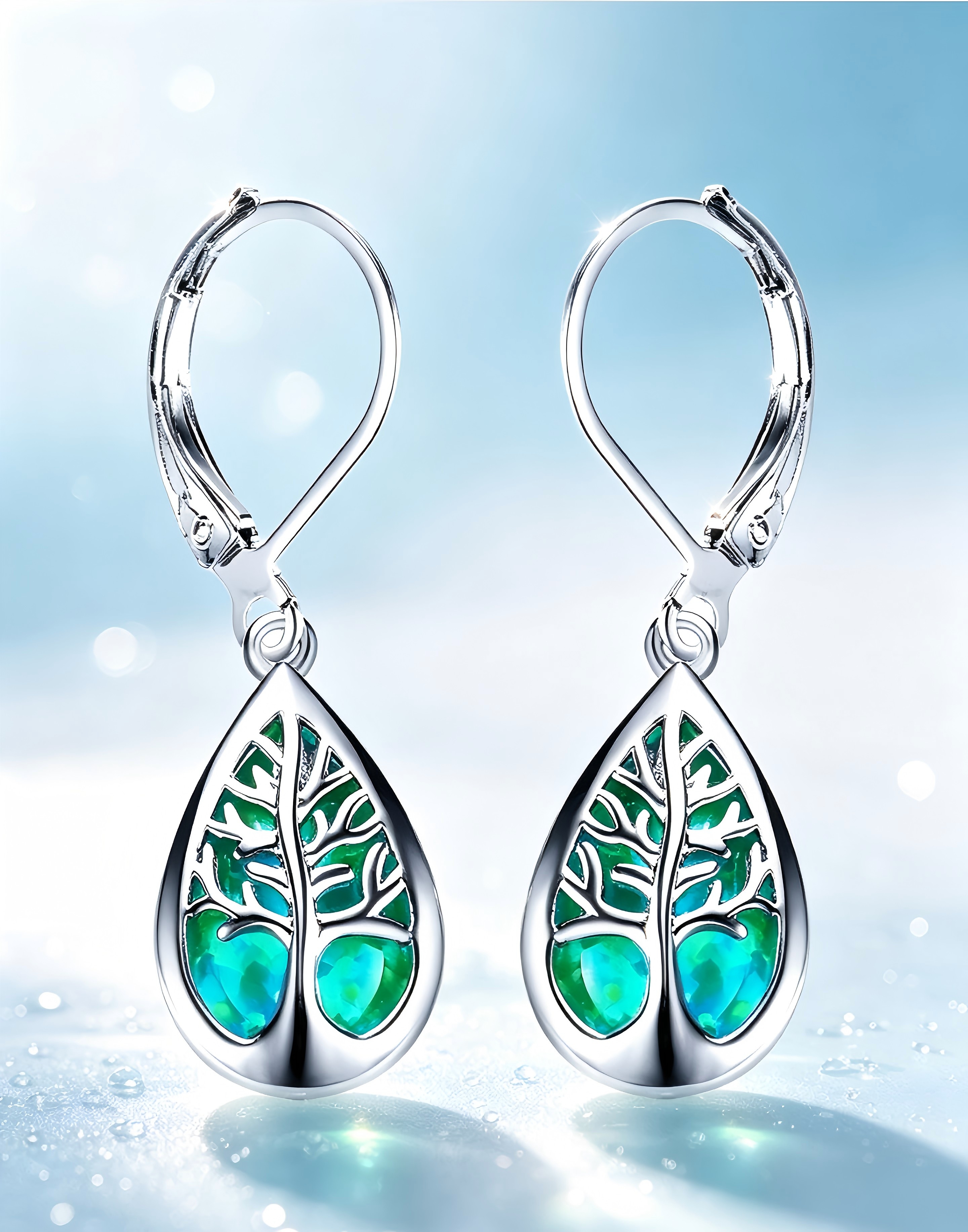 Silver Tree of Life Hoop Earrings
