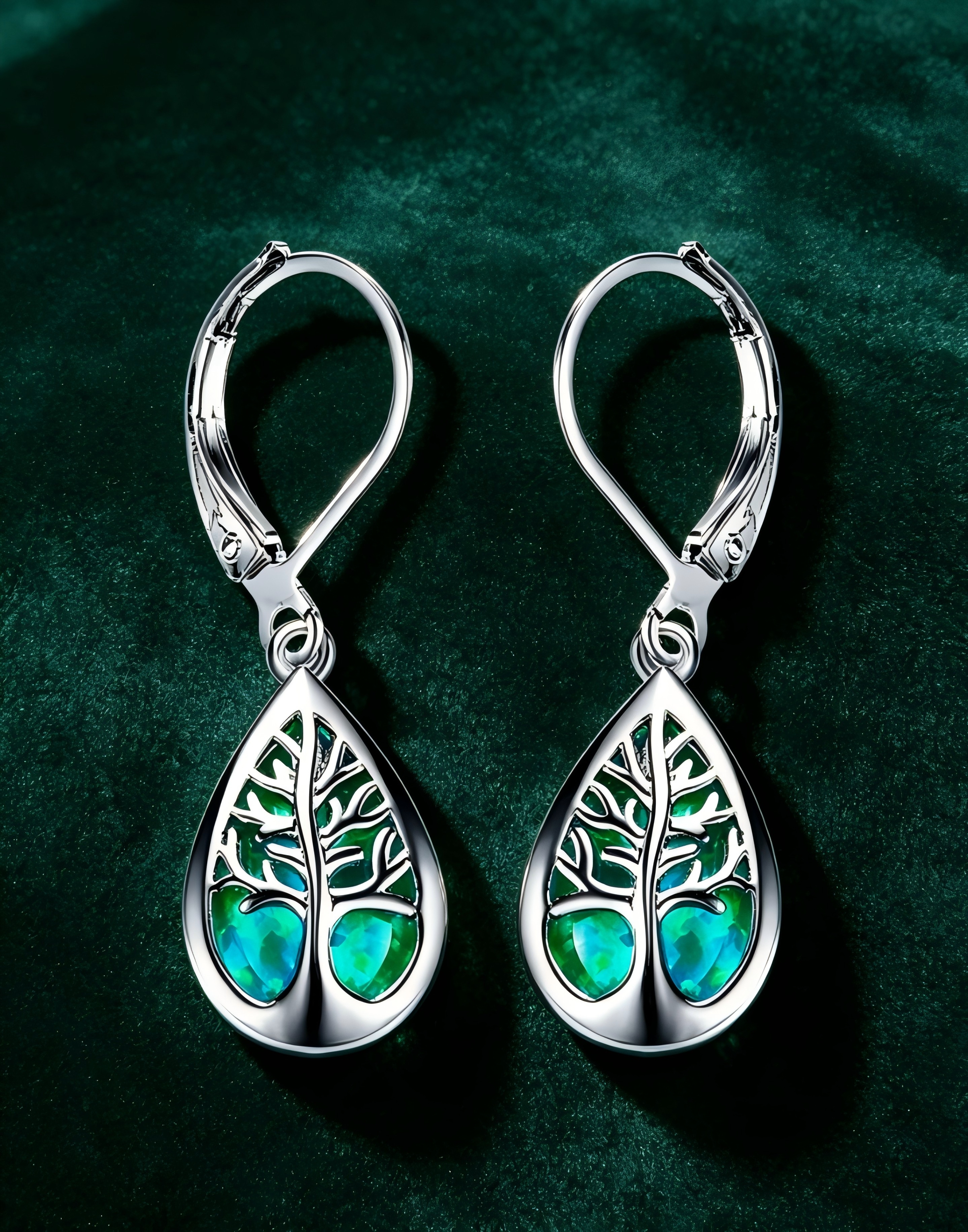 Silver Tree of Life Hoop Earrings