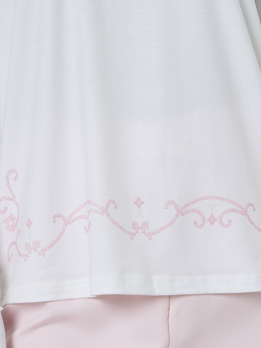 White Printed Hem Regular Fit T-Shirt