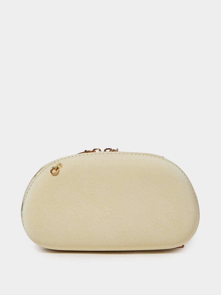 Gold Zip-Closure Acrylic Clutch with Gold Tone Accent