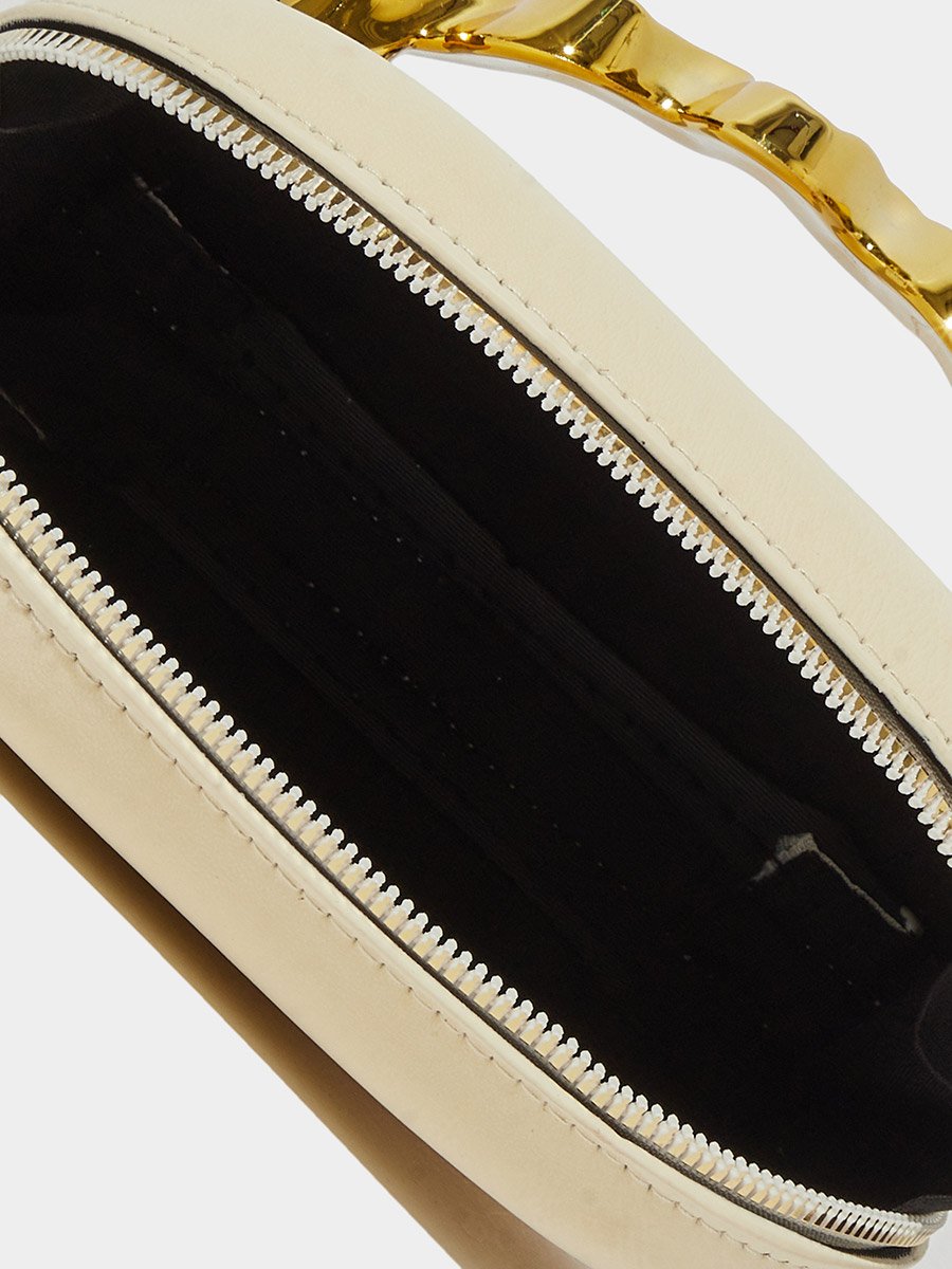 Gold Zip-Closure Acrylic Clutch with Gold Tone Accent