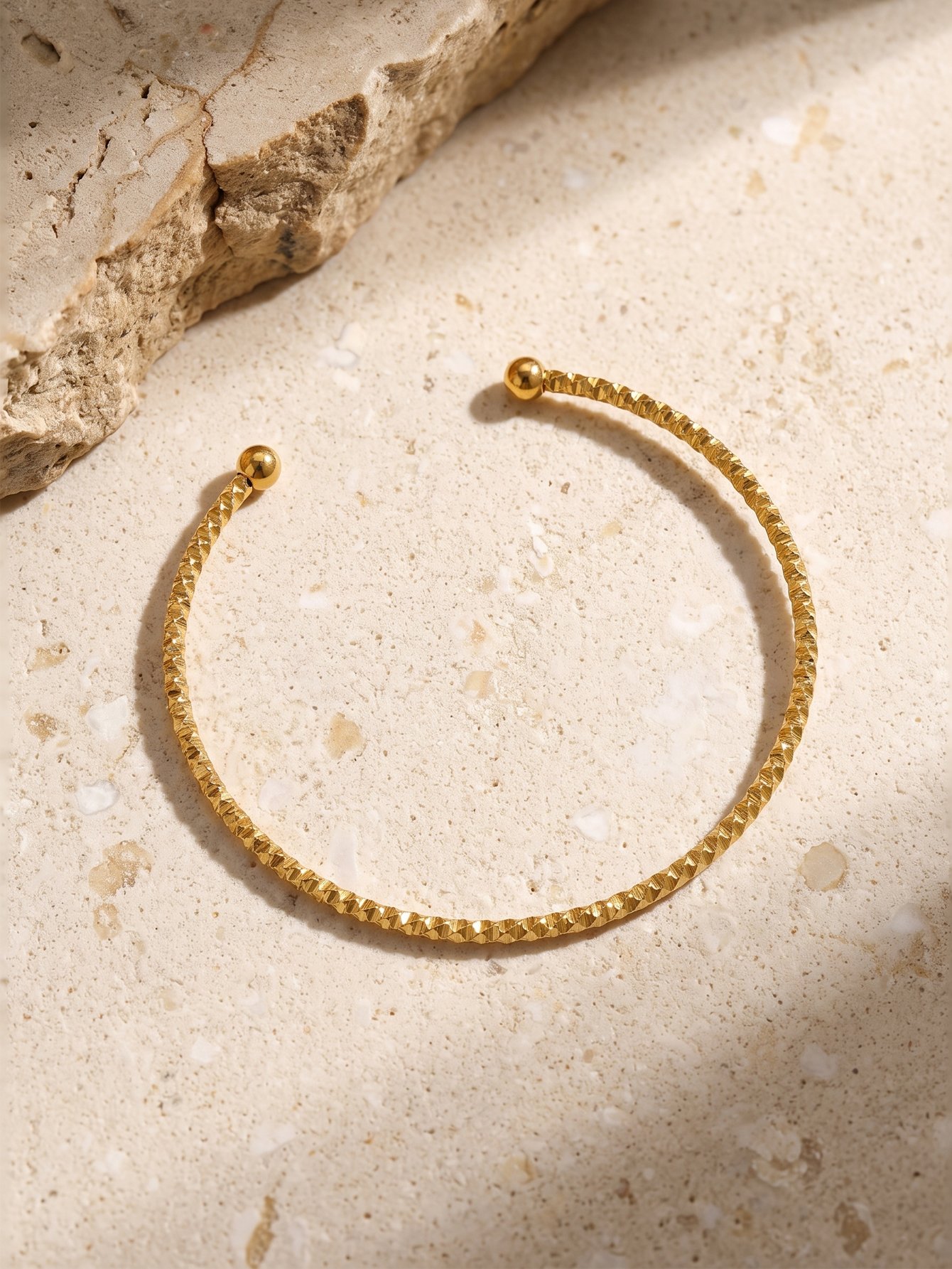 Gold Textured Open Cuff Bracelet for Women.