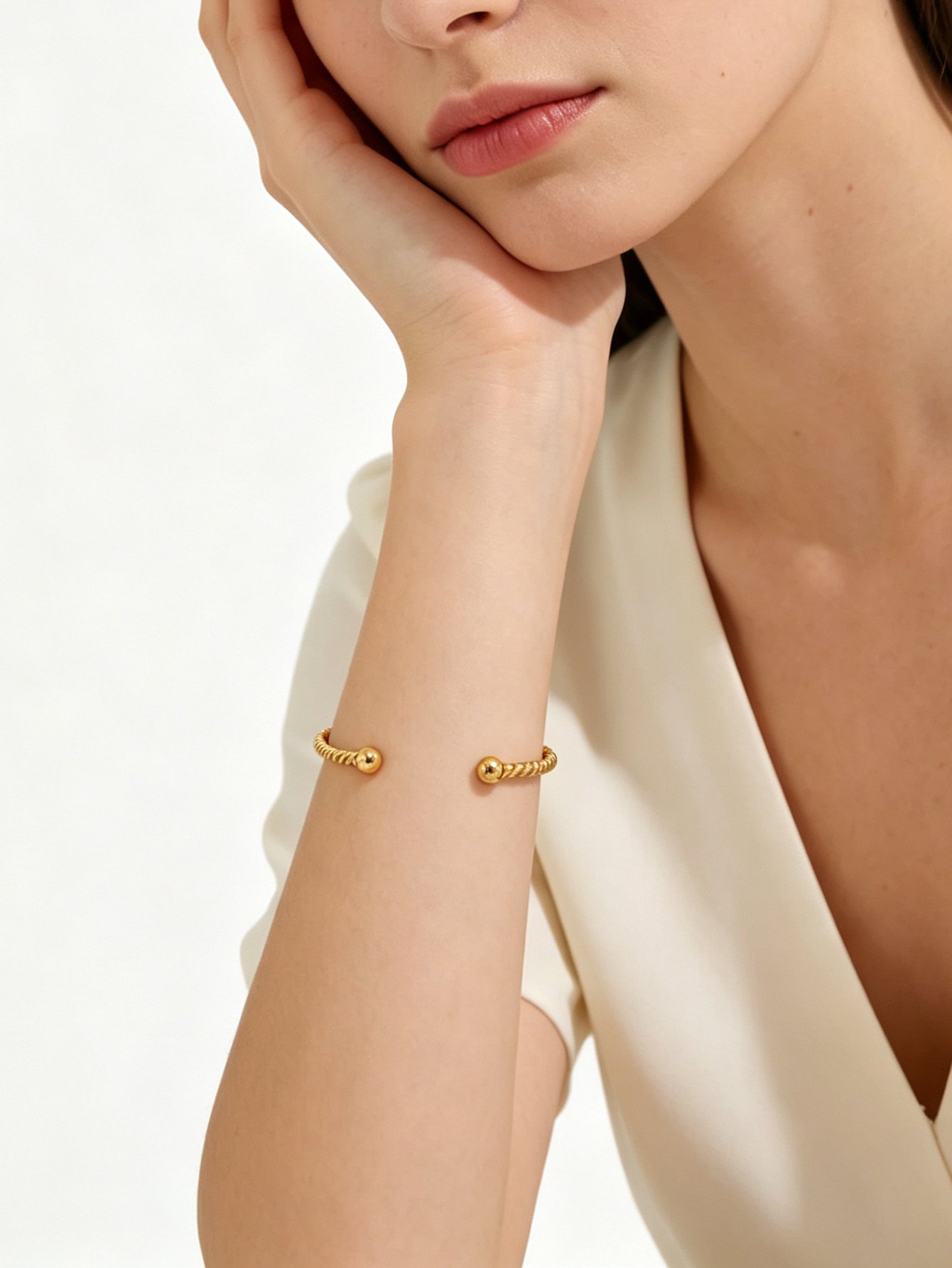 Gold Textured Open Cuff Bracelet for Women.