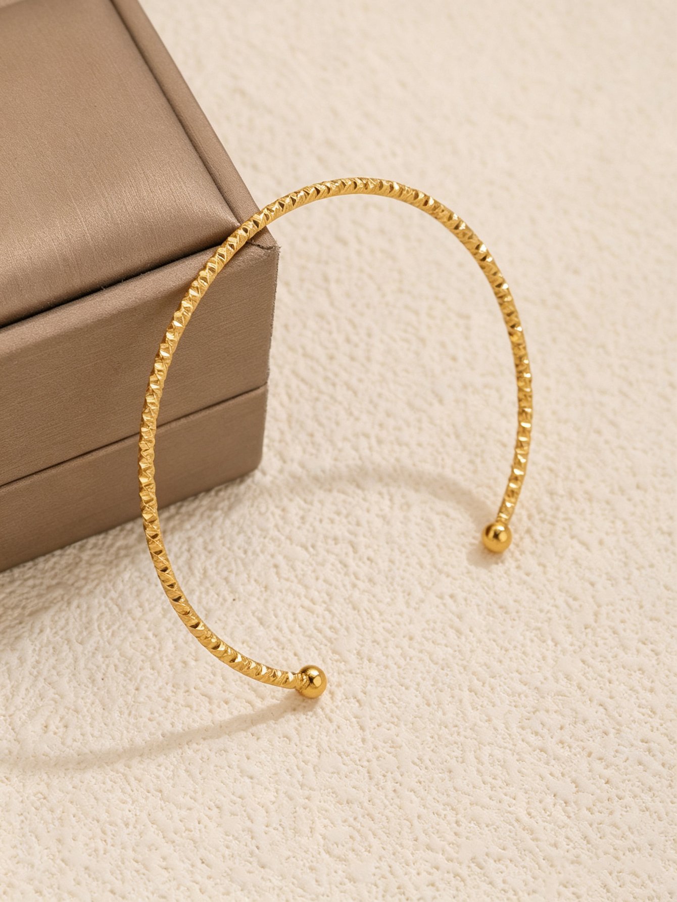 Gold Textured Open Cuff Bracelet for Women.