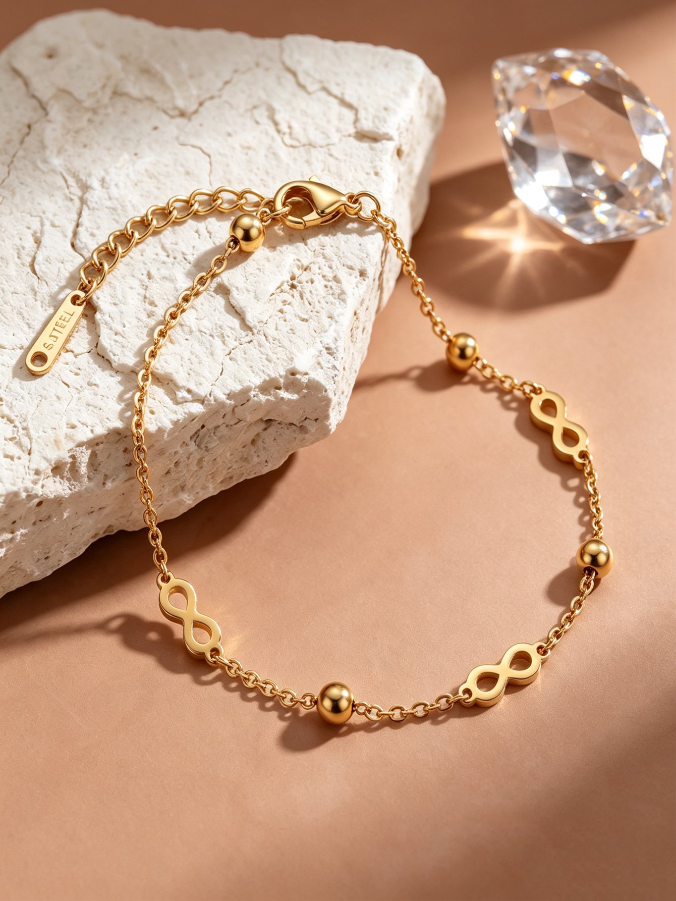 Gold Infinity Charm Bracelet for Women - Casual and Stylish.