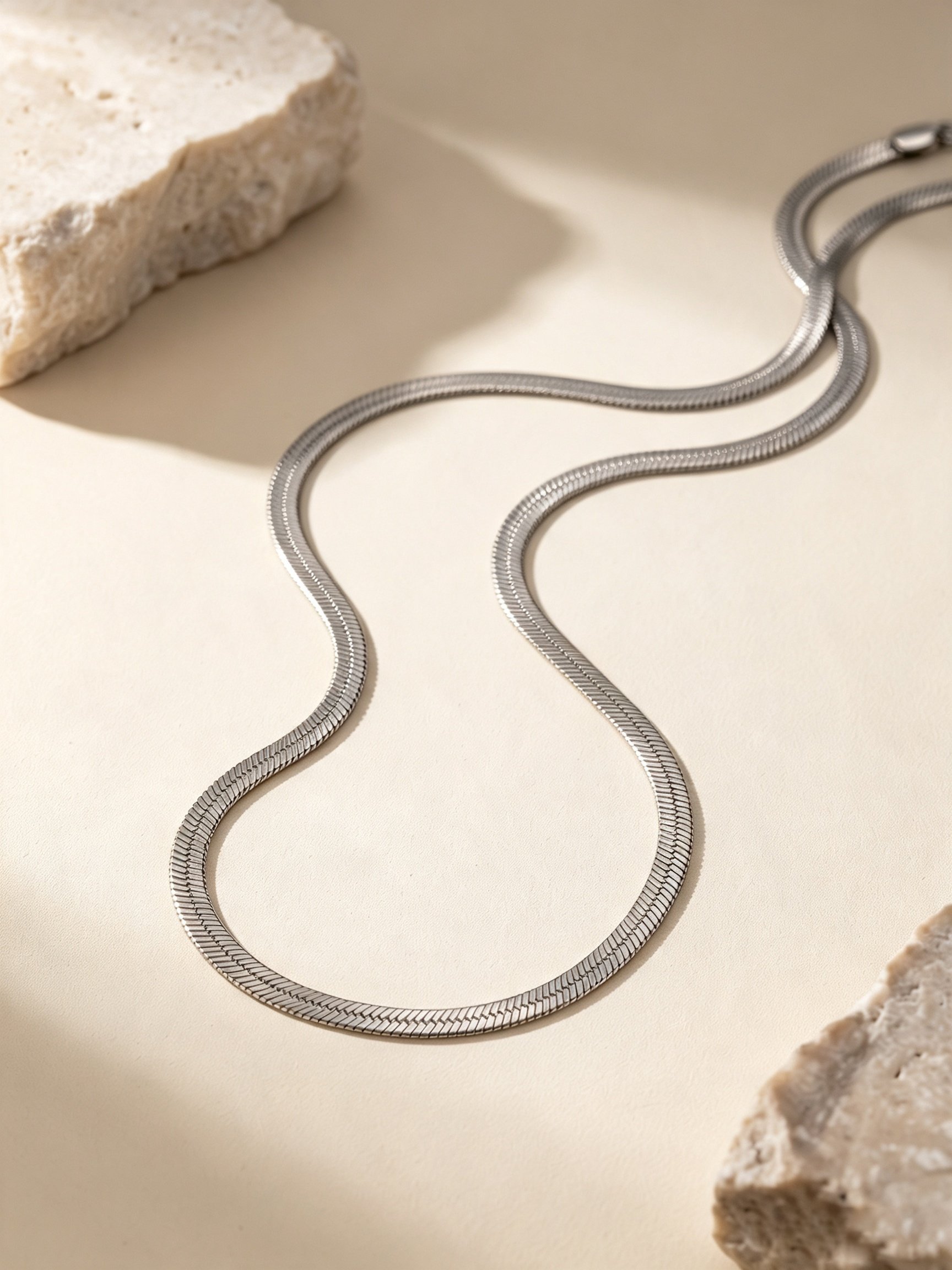 Silver Stainless Steel Snake Chain Necklace