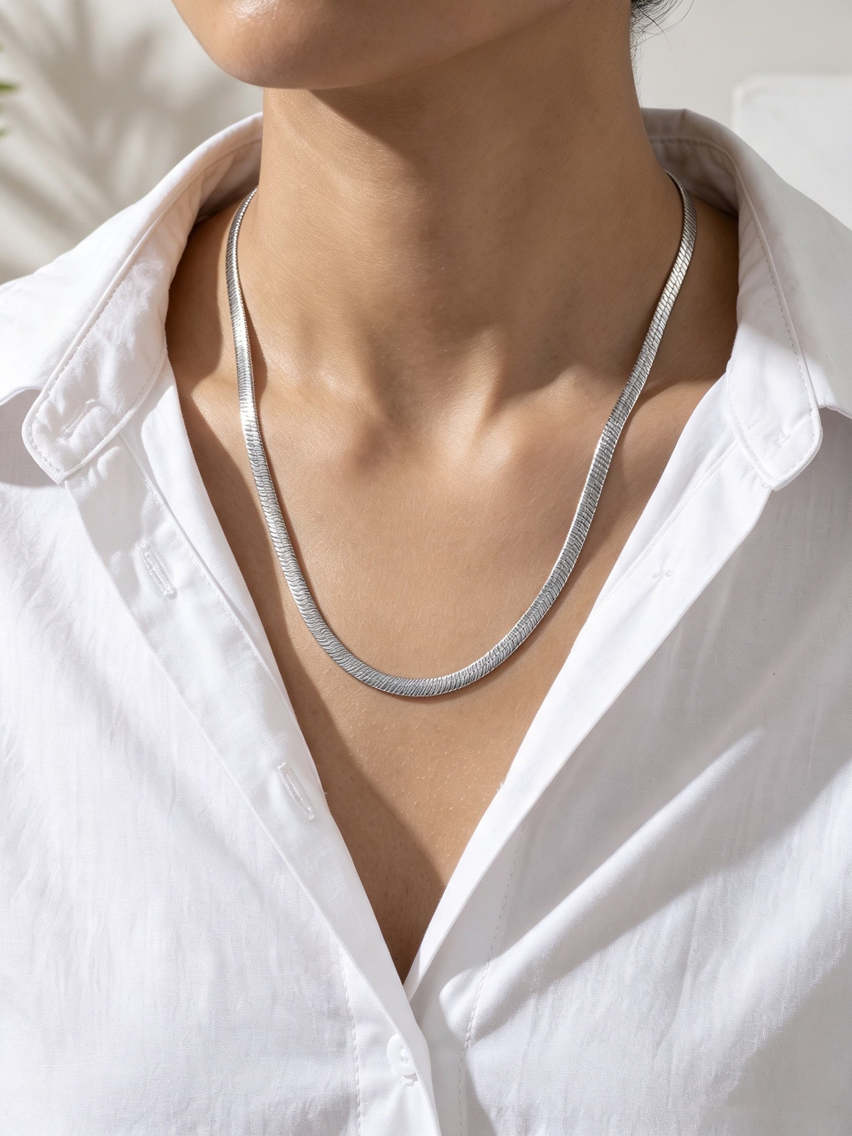 Silver Stainless Steel Snake Chain Necklace