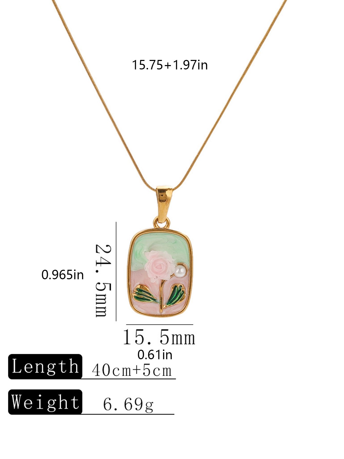 Gold-Plated Rose Pendant Necklace
