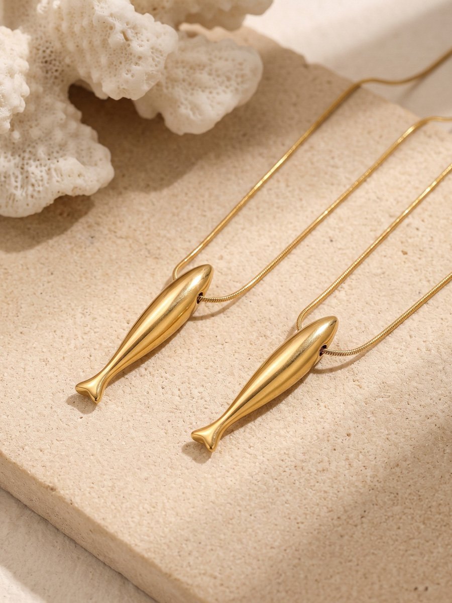 Golden Fish Pendant Necklace