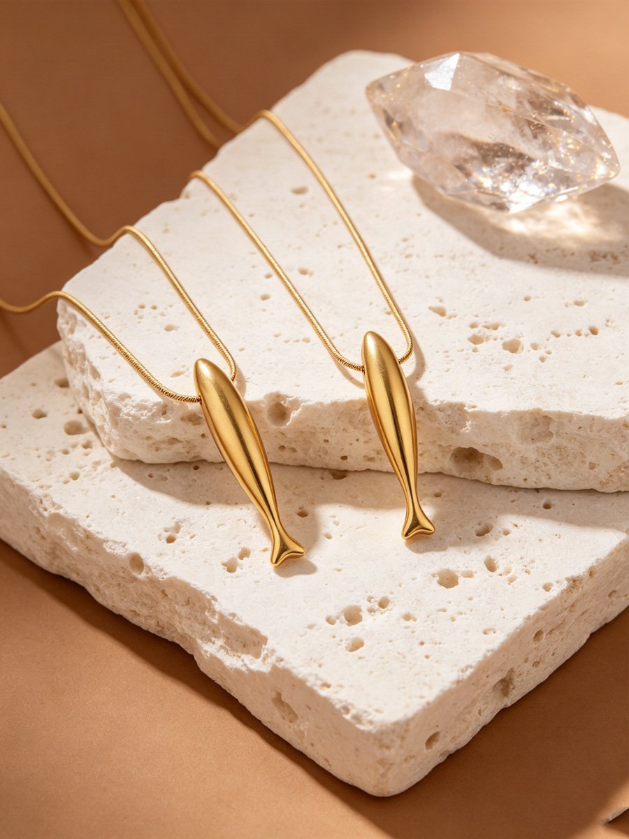 Golden Fish Pendant Necklace