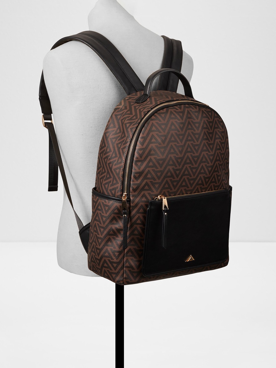 Lannon Monogram Top Handle Backpack with Zip Closure and Adjustable Strap
