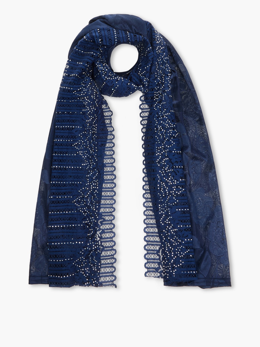 Embellished Floral Lace Scarf